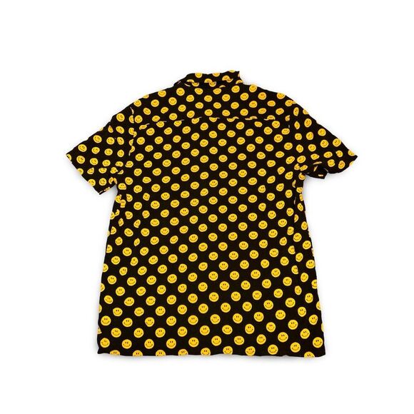 Forever 21 Button-Up Shirt Casual Black Smiley Face Print Men's M - Picture 2 of 4